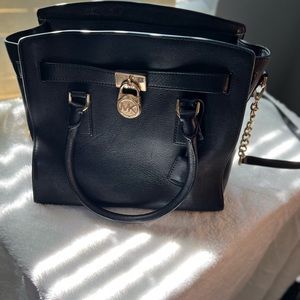 Michael Kors, black and gold medium size, Hamilton purse.